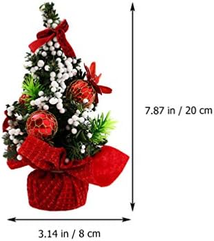 יארדווה 3 יחידות עץ חג המולד מיני עם קשת כדור קשת קישוטי פירות יער לבנים לירידות שולחן חג המולד