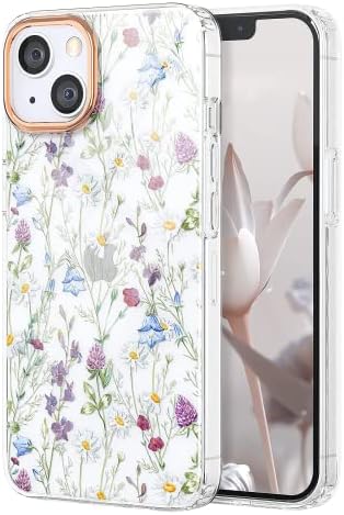 מארז פרחי זלקסי תואם לאייפון 14 / iPhone 13 6.1 , TPU רך וגמיש כיסוי אטום זעזועים דפוסי גן פרחים גוף מלא