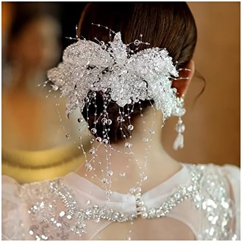 XBWEI קוריאני תחרה פאייטים קליפים שיער כלות ג'וקר יפה גביש ציצית אביזרי שיער לחתונה