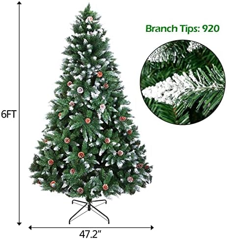 עץ חג המולד המלאכותי של ווזמי עץ אורן חג המולד עם רגלי מתכת מוצקות מושלמות למסיבות מקורות וחיצוניות של מפלגת בית קישוט לחופשה
