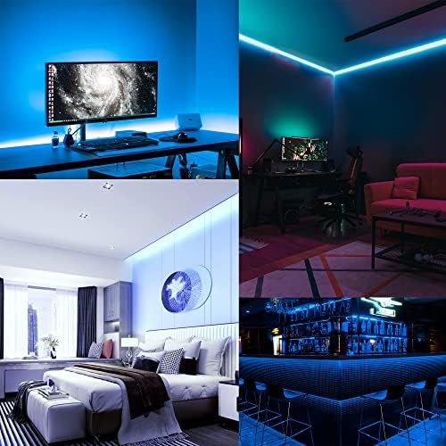 פנסי רצועת LED כחולים של קרח, אור חבל בהיר 16.4ft אור, כחול קרח 24 וולט נורות LED, 2400 נוריות LED גמישות אורות