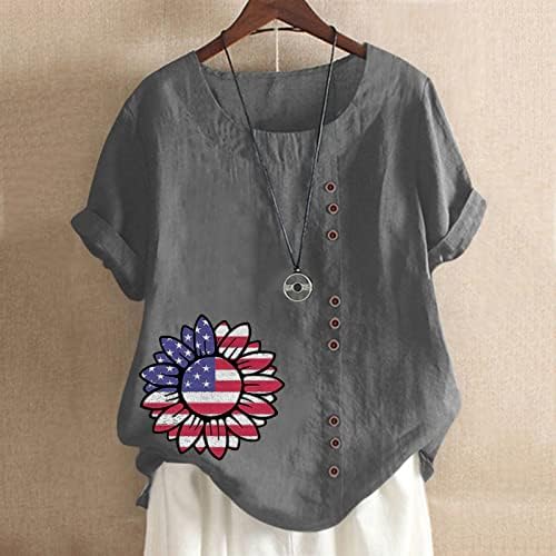 4 ביולי חולצות טריקו לנשים חולצות טוניקה עם שרוול קצר פסים בדגל אמריקאי חולצות טוניקה חולצה פטריוטית