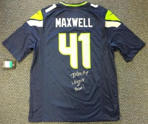 סיאטל סיהוקס ביירון מקסוול חתימה כחולה נייקי ג'רזי לגיון בום גודל XL MCS HOLO מלאי 76416 - גופיות NFL עם חתימה