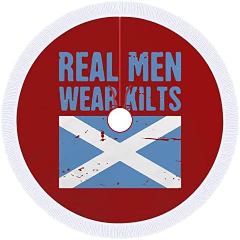 דגל סקוטית גברים אמיתיים לובשים חצאית עץ חג המולד של קילט