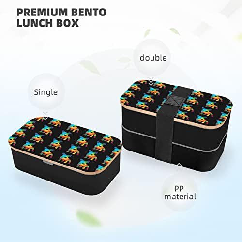 Allgobee Bento Boxo Box Geometric-french-Bulldog קופסת אוכל עם סכום סט 40oz Bento Bento Box