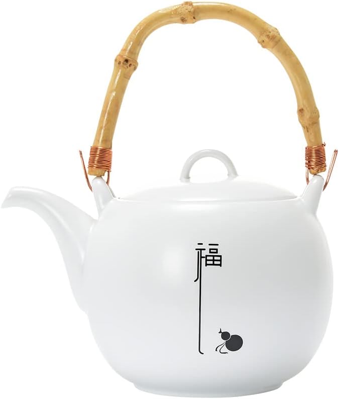 ZHIBAI TEAPOT BEANT CERAMIC CERAMIC קרן 脂 白 茶 壶 泡 茶单壶 陶瓷 提梁壶 简约 家用 中式 禅意 茶具 大 容量 茶水 分离 分离 分离 分离 分离 分离 分离 分离