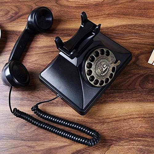 XJJZS טלפונים ואביזרים טלפון עתיק ישן רטרו רטרו אדמה קווי משרד ביתי טלפון סיבוב מתכת שחור