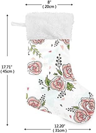 גרבי חג המולד של Alaza דפוס פרחי ורדים קלאסיים קלאסיים קישוטי גרביים גדולים לעיצוב המסיבה של עונת החג המשפחתית
