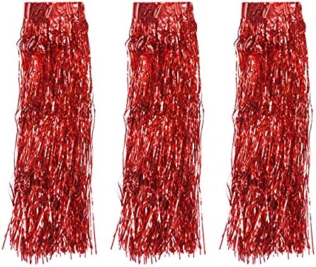 מלאכות מנדלה אדום טינסל גרלנד - קרחונים טינסל טינסל שוליים זר - 20 בגודל x 20 רגל אורך טינסל רכלית נייר שוליים לעץ