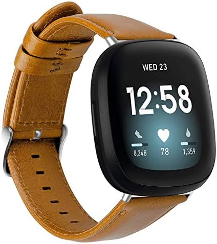 רצועת שעון עור של Aladrs תואמת ל- Fitbit Sense / Versa 3 להקות שעון חכם, צמיד כף יד להחלפה עבור Fitbit Versa