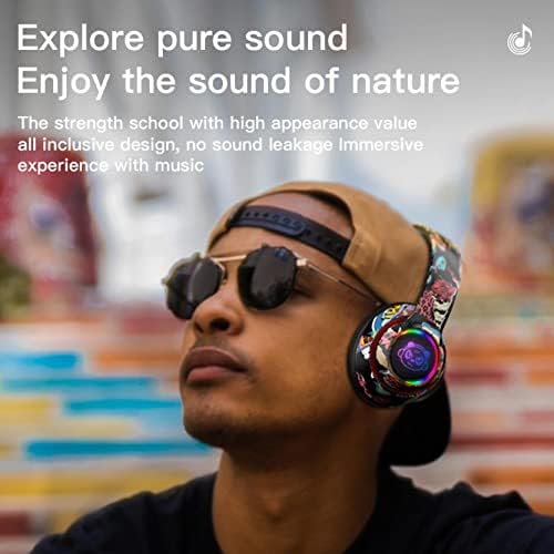 Bluetooth יוצא דופן גרפיטי LED ראש פולט אור אוזניות משחקי אוזניות למשחקים לילדים מבוגרים מבוגרים אוזניות אוזניים אוזניות