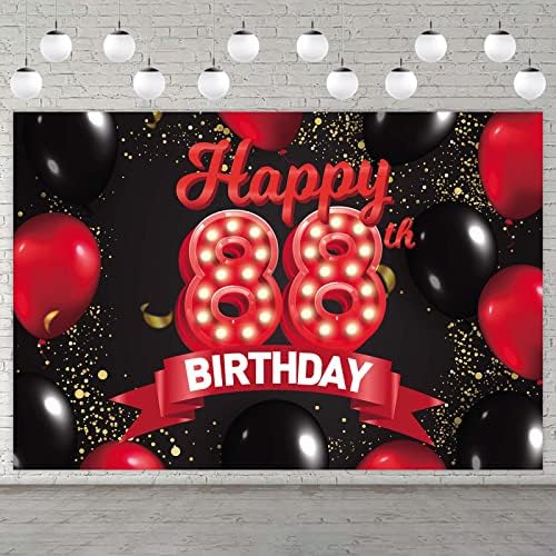 שמח 52 יום הולדת אדום ושחור באנר רקע קישוטי בלוני נושא דקור עבור בנות נשים נסיכת 52 שנים מסיבת יום הולדת יום הולדת