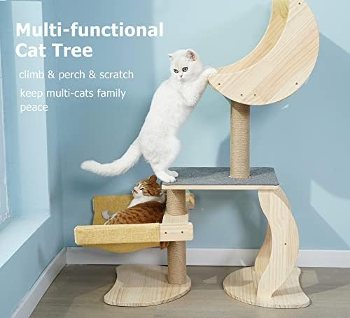 חתול עץ עבור קטן חתול טיפוס מגדל עם ירח חתול מיטת ערסל 41& 34; עץ חתול ריהוט מתאים קיטי ובינוני חתולים