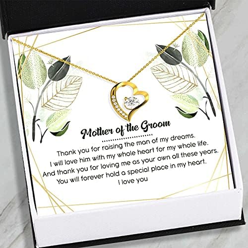 תכשיטים בכרטיסי הודעה, שרשרת בעבודת יד - אם המתנות לחתן - תליון שרשרת אהבה לנצח - אמא של החתן - תכשיטים לנשים,