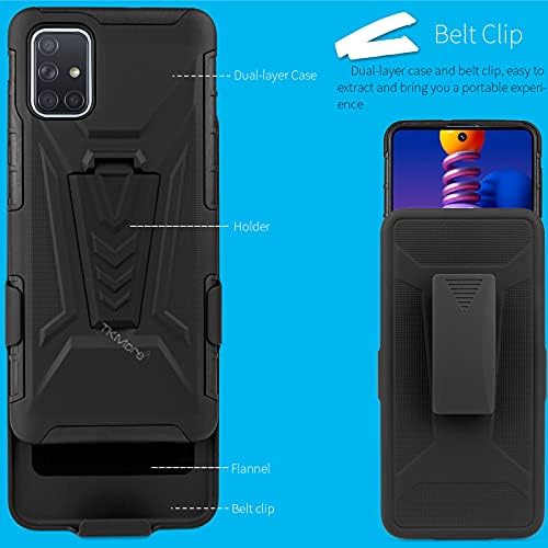 מארז קליפ חגורה של Tkmore עבור סמסונג גלקסי A71 4G טלפונים סלולריים עם מחזיק כרית אוויר כרית אוויר נרתיק נרתיק שחור