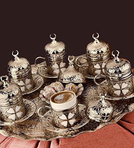 כוסות קפה אספרסו של Lamodahome עם צלוחיות ומחזיקים סט של 6, כוסות קפה יווניות ערבית טורקית, כוס קפה, כוס קפה לנשים, גברים,