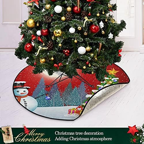 איש שלג מקשט עץ חג המולד עץ חג המולד מחצלת עץ אטום עץ עץ מגש שטיח מחצלת מתחת לאביזר עץ חג המולד למגן לרצפת עץ קשה 28 אינץ '