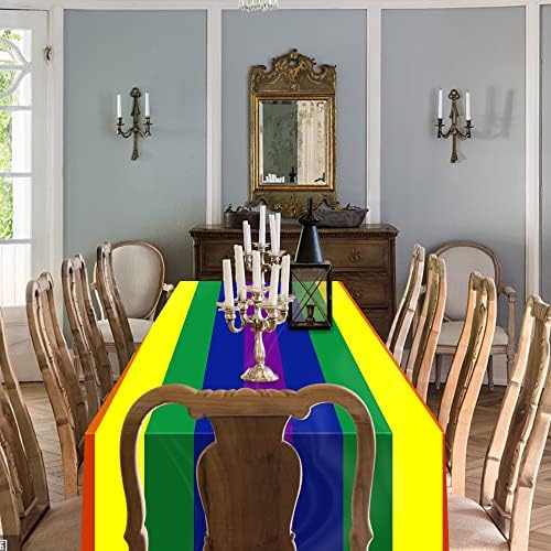 שאנגקסינג 3 חבילות מפת שולחן קשת חד פעמית - 108 על 54 אינץ ' קישוט בד שולחן קשת גאווה מלבנית-כיסוי שולחן עמיד למים