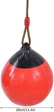 נדנדה בוי בוי, 29 סמ/11.4 אינץ 'אדום מושב נדנדה בכדור מתנפח עם שרשרת חבלים תלויה, חוזק גבוה, קשיחות חזקה משחקים תלויים נדנדות