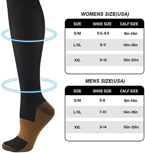 היקופרוט נחושת דחיסת גרביים לנשים & מגבר; גברים זרימת 15-20 ממ כספית עבור אתלטיקה טיולים נסיעות אחות הריון