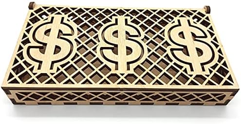 קופת מזומנים מעץ עם שלט דולר מנעול-קופסת אחסון מחזיק כסף שטר דולר-קופסת תכשיטים 6 על 4 אינץ ' לשטרות-מארז שטרות