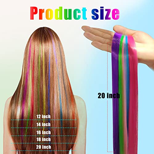 תוספות שיער צבעוניות 10 יחידות קליפ צבעוני בתוספות שיער 20 תוספות שיער סינתטיות לנשים בנות ילדים ירוק וסגול