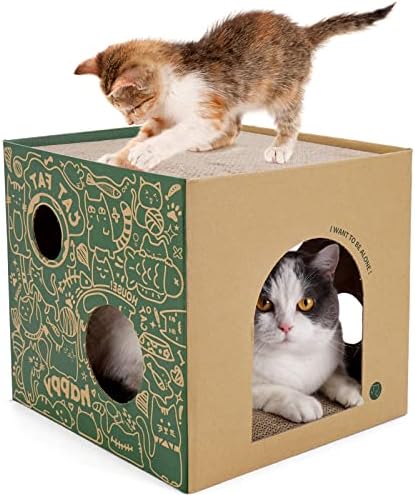 חתול קרטון בית עם 2 סיפור שריטות רפידות חתול בית לשחק עבור מקורה חתולים גלי גרדן תיבת חתול מגרד צעצוע חתול יום
