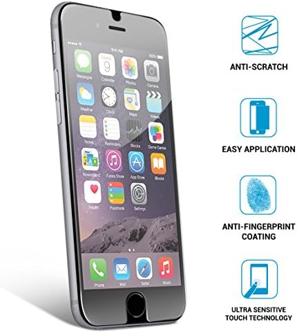 אייפון 6 פלוס / 6 פלוס מגן מסך מזכוכית מחוסמת-אדורו שאטרגווארדז נגד שריטות, ציפוי נגד טביעות אצבע, טכנולוגיית
