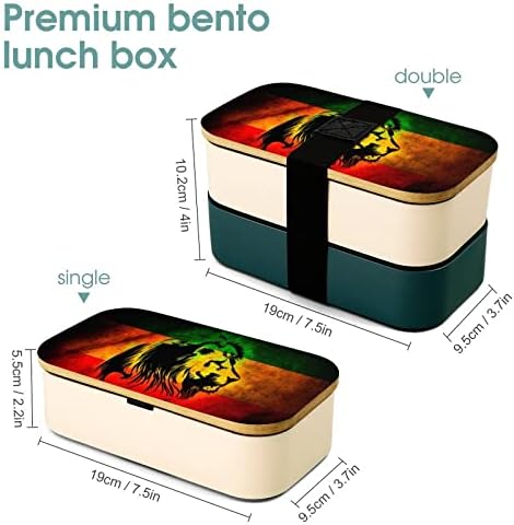 אריה רגאיי ג'מייקה בנטו קופסת ארוחת צהריים דליפה מכולות מזון בנטו דליפות עם 2 תאים לפיקניק עבודה לא