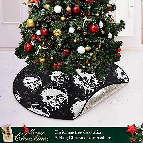 גולגולת מסוגננת עץ חג המולד מחצלת עץ אטום למים שטיח מחצלת מגש מתחת לאביזר עץ חג המולד למגן לרצפת עץ קשה 28 אינץ '