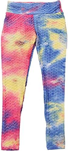 מכנסי יוגה של Sinzelimin עבור אופנה לנשים דפסה צבוע מותניים גבוהים 4 נמתח בקרת בטן ספורט חותלות יוגה