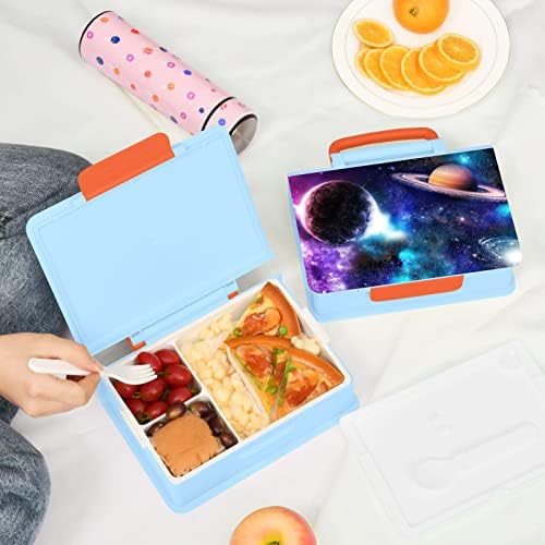 כוכבי הלכת של חלל Alaza Galaxy Bento Bento קופסת ארוחת צהריים ללא דליפה ללא דליפה מכולות ארוחת צהריים עם מזלג וכף, 1 חתיכה