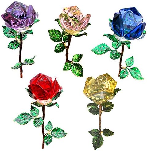 ECYC רומנטית גביש ורד פסלוני פרחים אלגנטיים קישוטי פסלים אלגנטיים עיצוב חתונה מתנה ליום האהבה