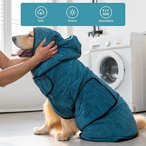אבונט כלב חלוק רחצה עם הוד עבור לאחר אמבטיה, כלבלב מגבת גלימות עבור רטוב הליכה בגשם / שלג, סופר סופג לחיות מחמד