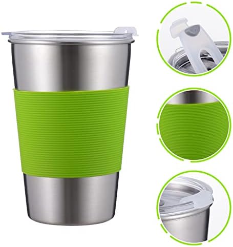 קיסאנג ' ל 2 יחידות ירוק מיליליטר ילד שתיית בידוד כוס עם מכסה קש כוסות נירוסטה עבור כוסות משקפיים בלתי שביר