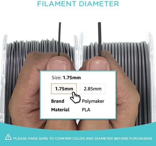 PolyMaker קל משקל קליל נימה 1.75 ממ LW -PLA אפור 800 גרם סליל, נימה PLA בצפיפות נמוכה 1.75 - Polylite PLA PLA 3D