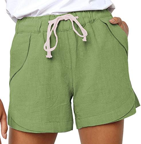 2023 מכנסי קיץ של נשים קצרות מזדמנים מותניים גבוהים רופפים כושר מכנסי כושר מכנסיים קצרים דפוס פס פס קלים חוף