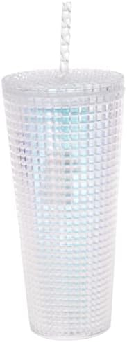 Spoontiques - כוס יהלום - כוס מרקם עם קש - קיר כפול מבודד ו- BPA בחינם - 20 גרם - אלביס