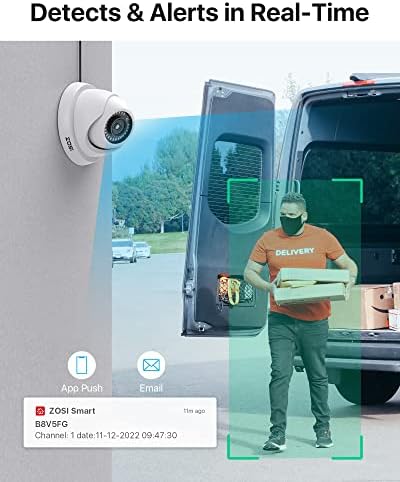 Zosi H.265+ מערכת מצלמות אבטחה ביתית, 5MP Lite 8 מעקב ערוץ DVR עם כונן קשיח 1TB ו- 8X1080P מצלמת כיפת מכונית