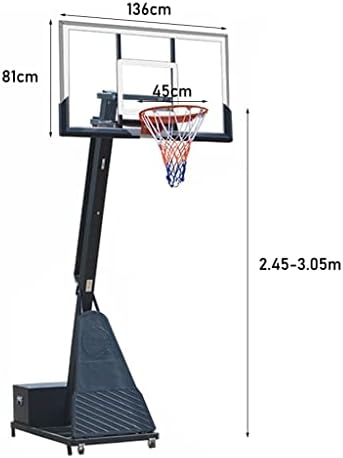 חישוק כדורסל פלדה עם גלגלים, מערכת כדורסל מתכווננת בגובה 8-10 רגל ומטרה, חישוק כדורסל לילדים ומבוגרים