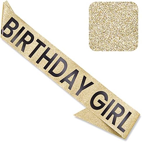 תאם 'ילדת יום הולדת' נצנצים עם נייר כסף שחור - נצנצים זהב יום הולדת שמח אבנט לנשים - מסיבות מעדיפות אספקה