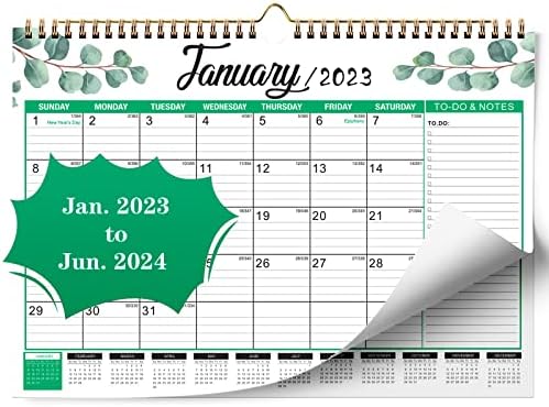 LVESUNNY 2023 לוח השנה הקיר ， ינואר. 2023 - יוני 2024 לוחות שנה גדולים 17.72 ' *12' ניתן לכתוב את הכריכה