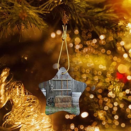 כפרי אסם מעץ 2022 תליון קרמיקה לחג המולד לקישוט עץ חג המולד