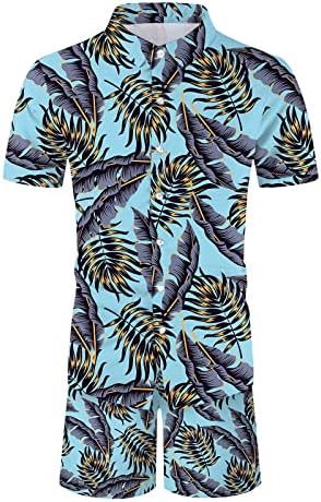 BMISEGM גברים מתאימים לגברים קיץ אופנה פנאי הוואי חוף הים החוף דיגיטלי תלת מימד הדפסת מכנסיים קצרים עם שרוולים קצרים