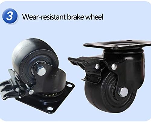 Alremo Huangxing - גלגלי גלגלים עם בלם, ללא גלגלים נעלי רעש עם גלגלי ניילון, גלגלים צלחת מסתובבים, 3 אינץ ', קוטר גלגל 75 ממ,