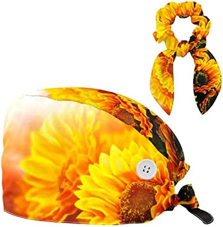 כובע עבודה מתכוונן עם רצועת זיעה מתאימה וקשת פרח פרחוני מצמצום