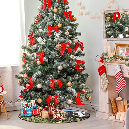 מחצלת עץ עץ חג המולד של שיגואה מחצלת עץ שחור לבן שחור עץ עץ לעיצוב חג המולד קישוט חג חגיגי, קוטר 28.3 אינץ '