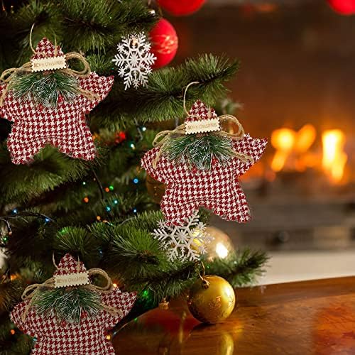 בלסאם גרלנד 15 סמ עץ חג מולד עץ חמישה מחודדים לקישוט בד כוכב תליון עץ חג המולד תליון