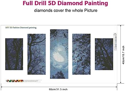 ערכות ציור יהלומים של Koikify למבוגרים, מקדחה עגולה מלאה DIY 5D ציור יהלום 5 עץ לוח ירח פניני חן אמנות תמונת