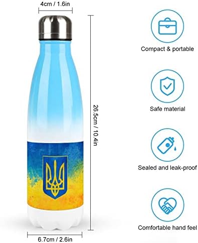 דגל אוקראיני 17oz בקבוק מים ספורט נירוסטה ואקום מבודד צורת קולה בקבוק ספורט לשימוש חוזר